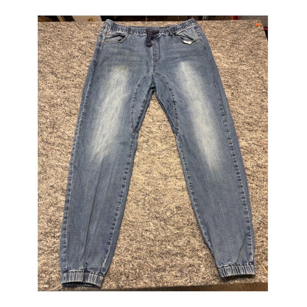 Victorious Los Angeles Mens Denim Joggers Blue Light Wash Stretch Jeans 3XL